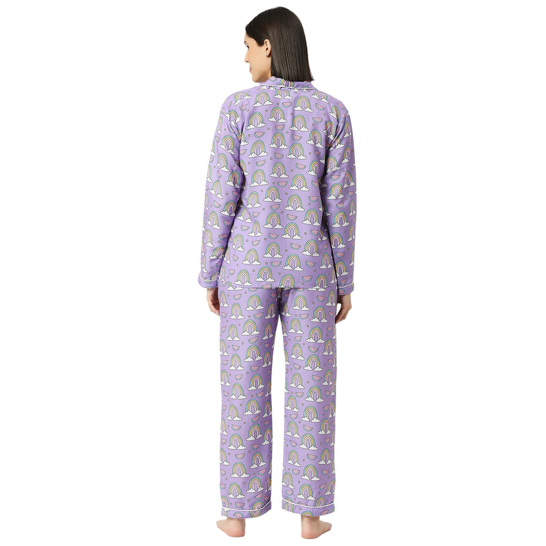 Rainbow Chaser Button Down Pj Set - Cotton Rayon Pj Set with Notched Collar