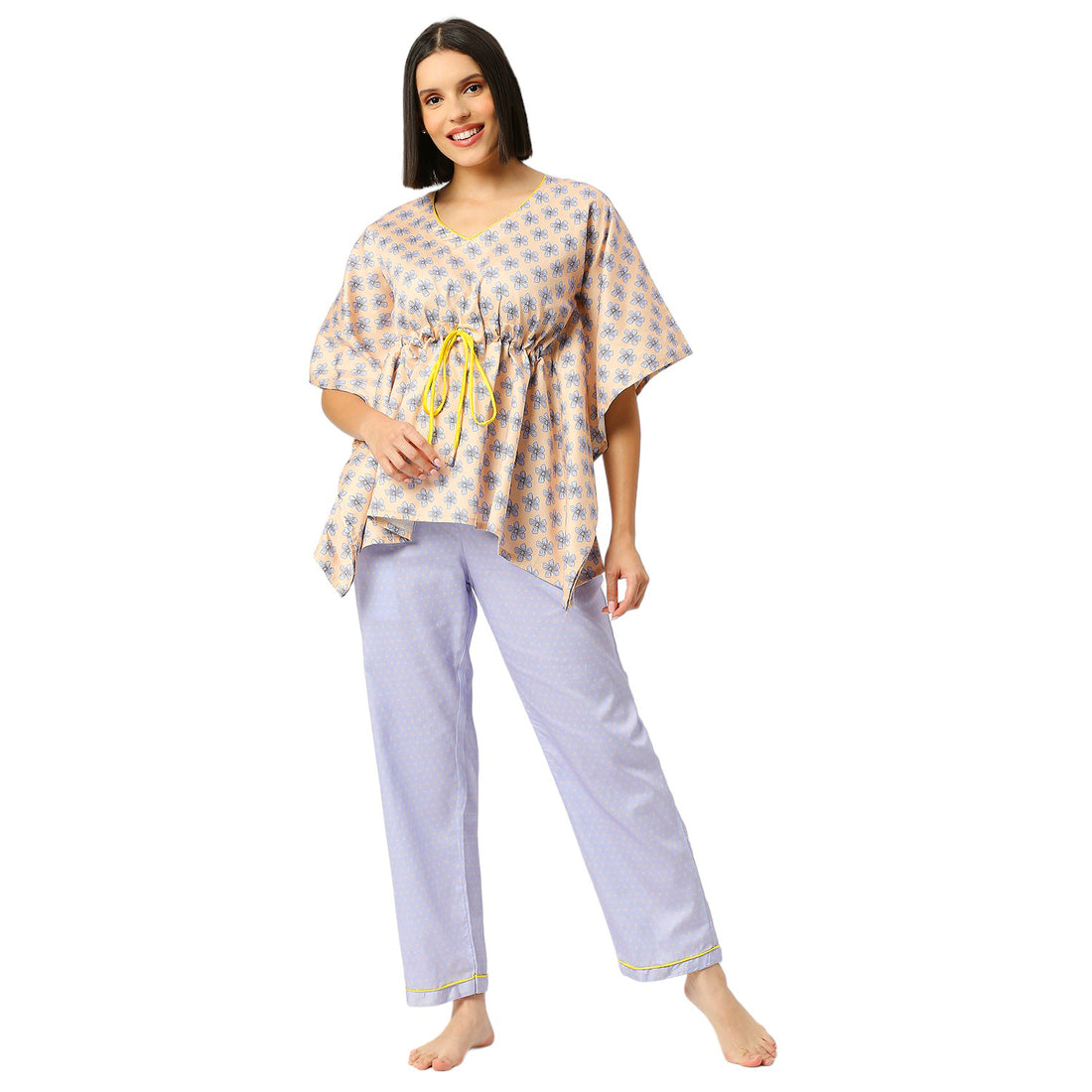 Purple Paradise Kaftan Pj Set - Pure Cotton Pj Set in Kaftan Style