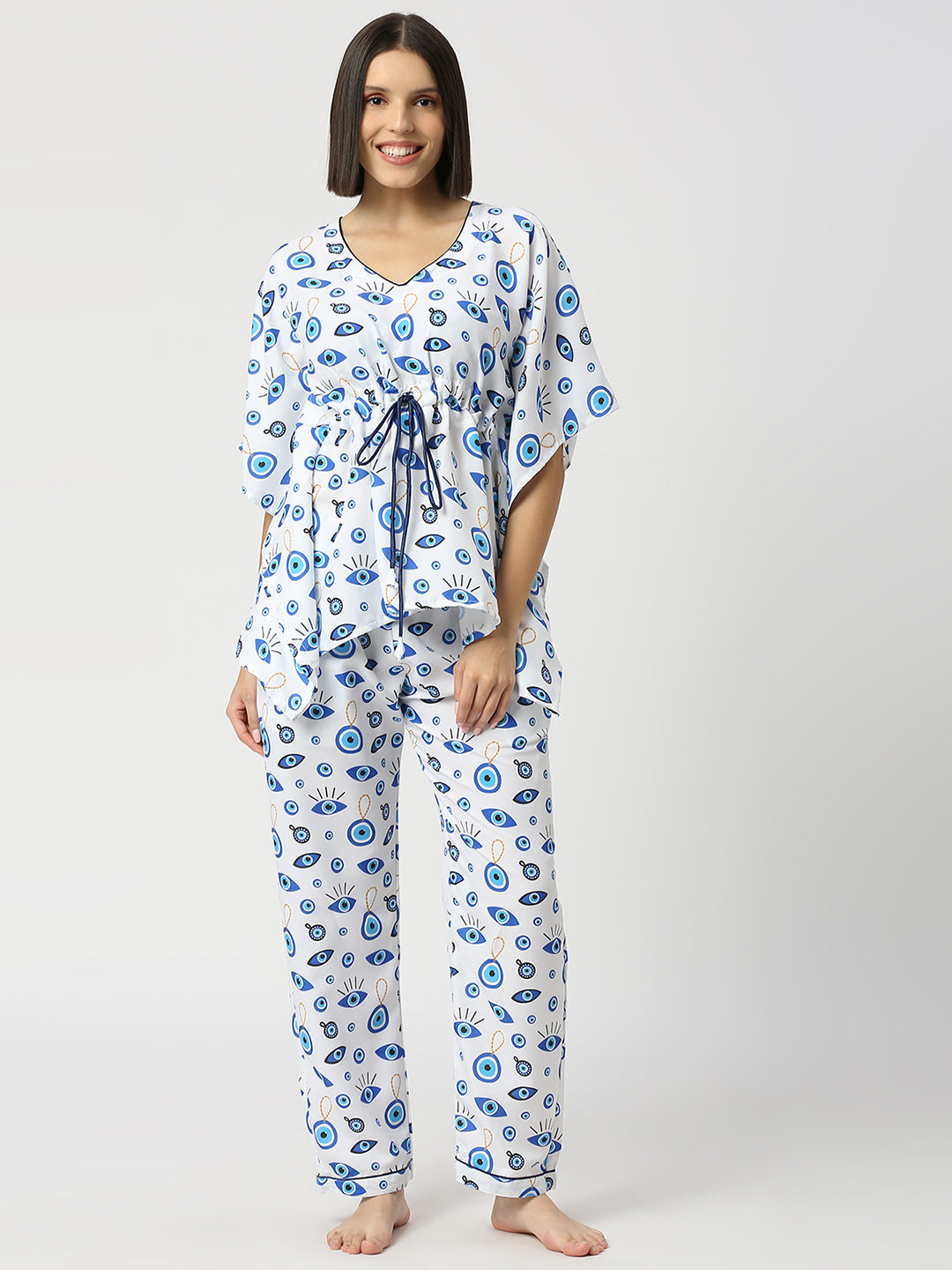 Good Vibes Only Kaftan Pj Set - Cotton Rayon Pj Set in Kaftan Style