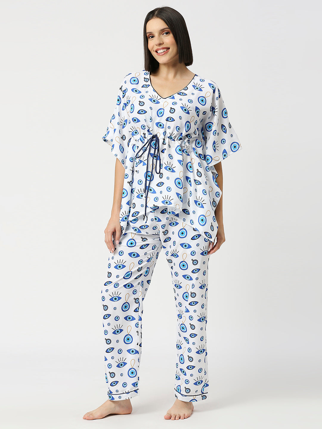 Good Vibes Only Kaftan Pj Set - Cotton Rayon Pj Set in Kaftan Style