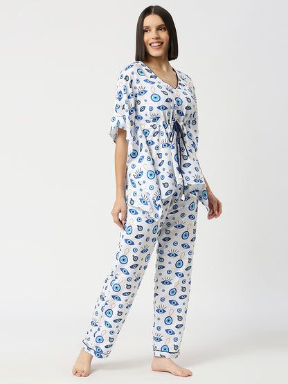 Good Vibes Only Kaftan Pj Set - Cotton Rayon Pj Set in Kaftan Style