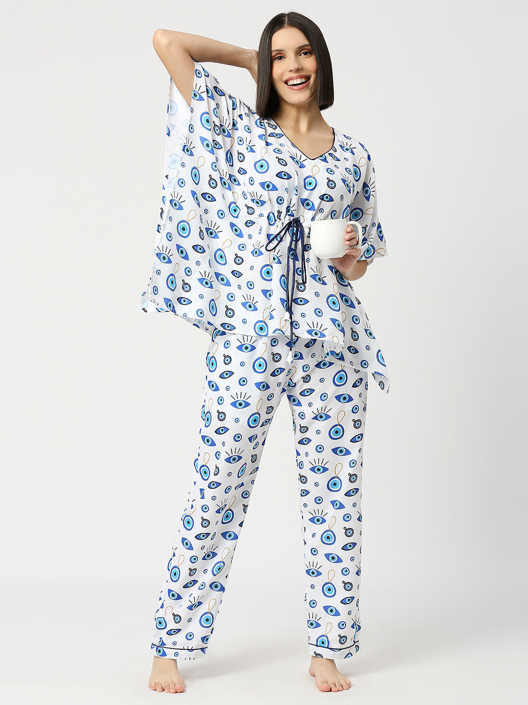 Good Vibes Only Kaftan Pj Set - Cotton Rayon Pj Set in Kaftan Style