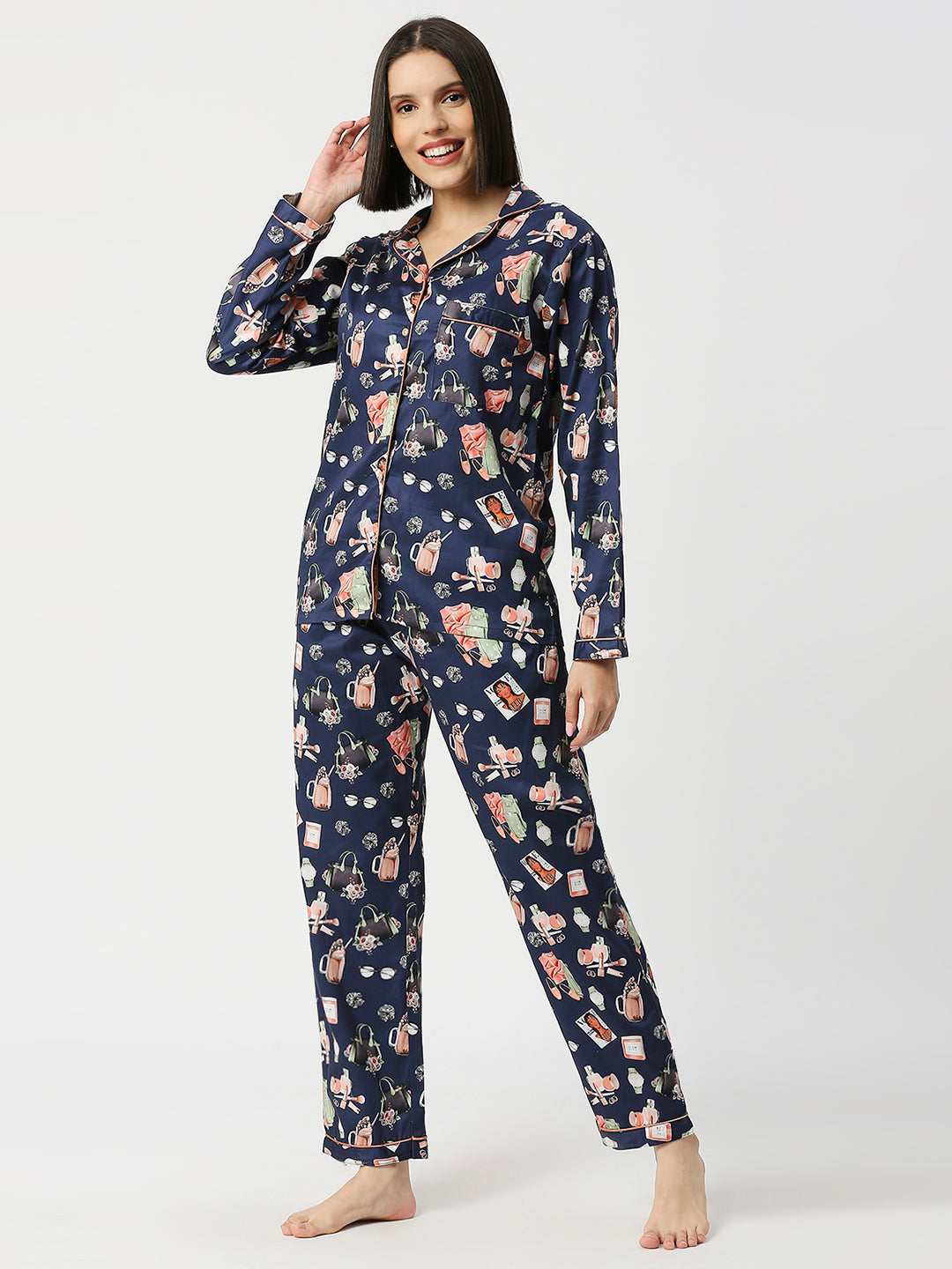 Fashionista Button Down Pj Set - Pure Cotton Pj Set with Notched Collar