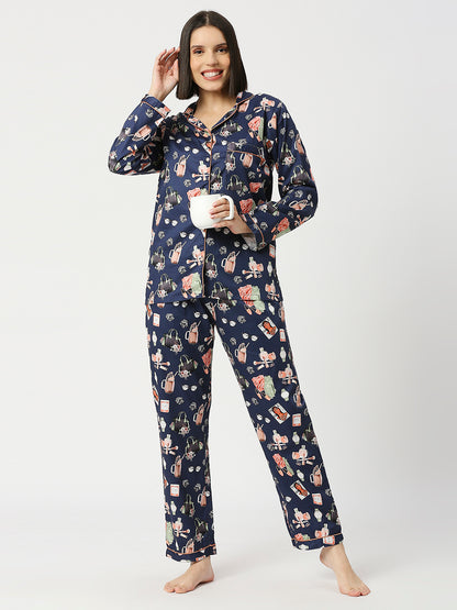 Fashionista Button Down Pj Set - Pure Cotton Pj Set with Notched Collar