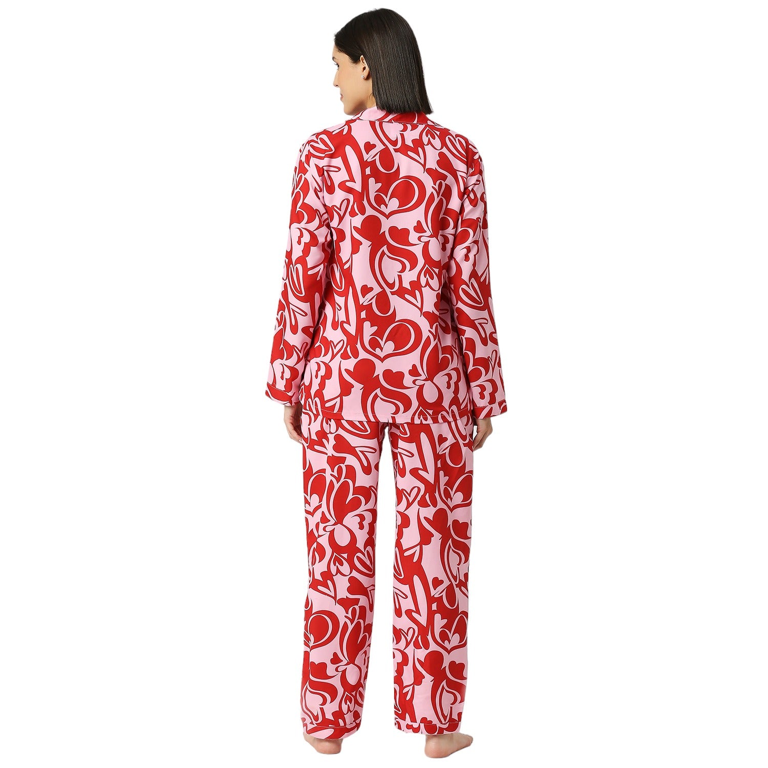 Love Shack Button Down Pj Set - Cotton Rayon Pj Set with Notched Collar