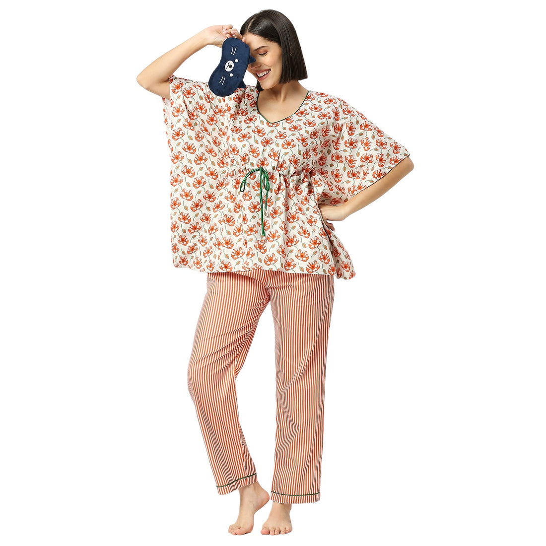 Pretty Petals Kaftan Pj Set - Pure Cotton Pj Set in Kaftan Style