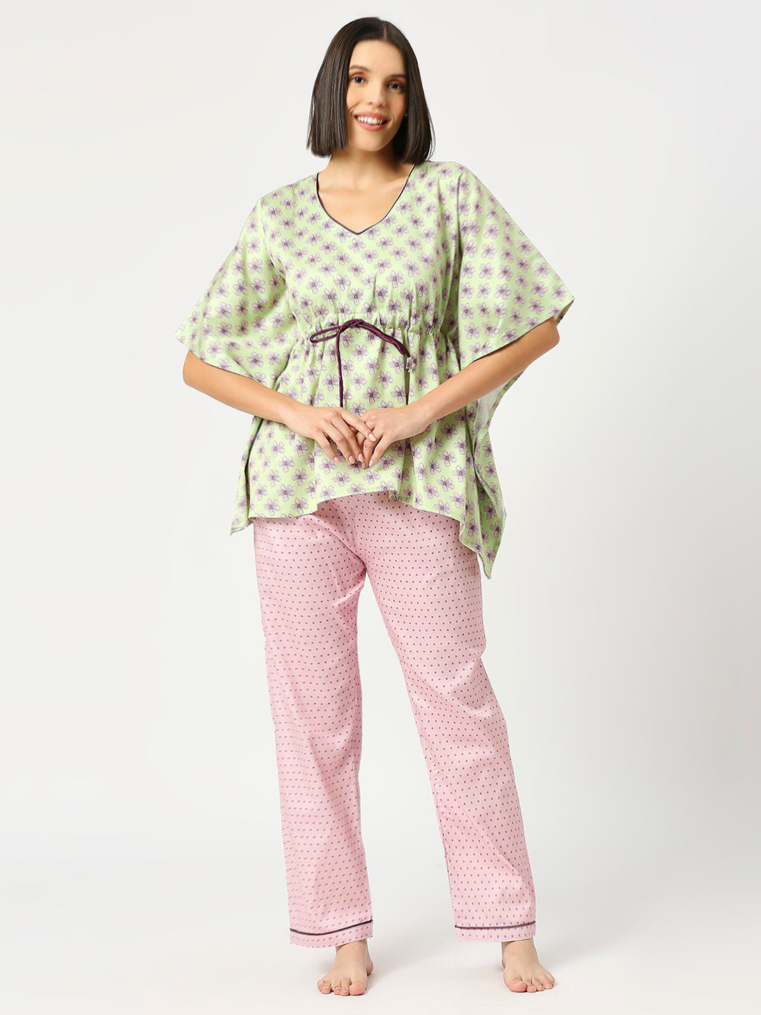 Pink Paradise Kaftan Pj Set - Pure Cotton Pj Set in Kaftan Style