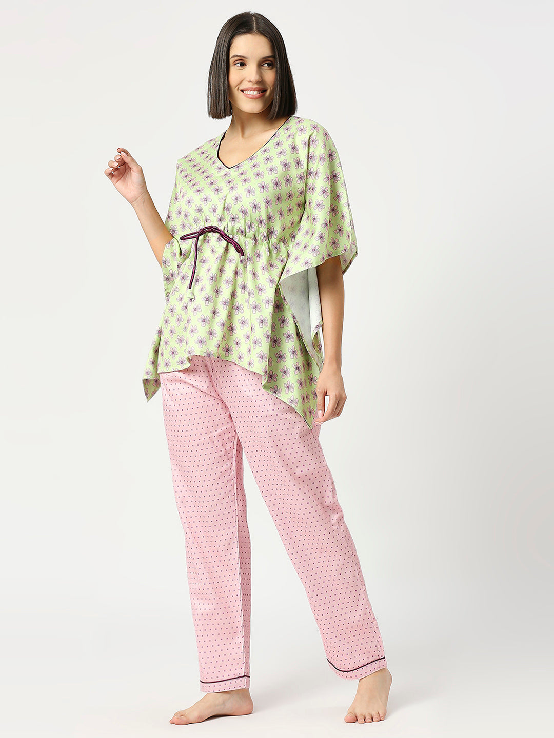 Pink Paradise Kaftan Pj Set - Pure Cotton Pj Set in Kaftan Style