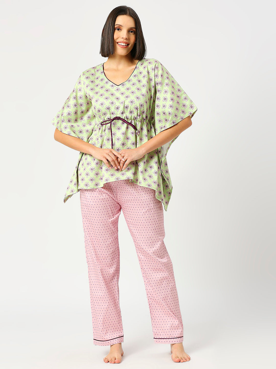 Pink Paradise Kaftan Pj Set - Pure Cotton Pj Set in Kaftan Style