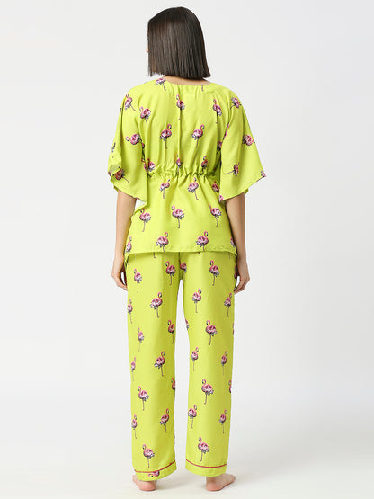 Flamingo Fluff Kaftan Pj Set - Cotton Rayon Pj Set in Kaftan Style