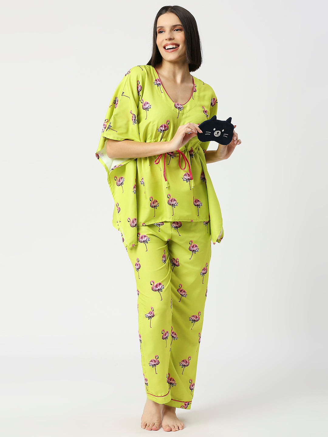 Flamingo Fluff Kaftan Pj Set - Cotton Rayon Pj Set in Kaftan Style