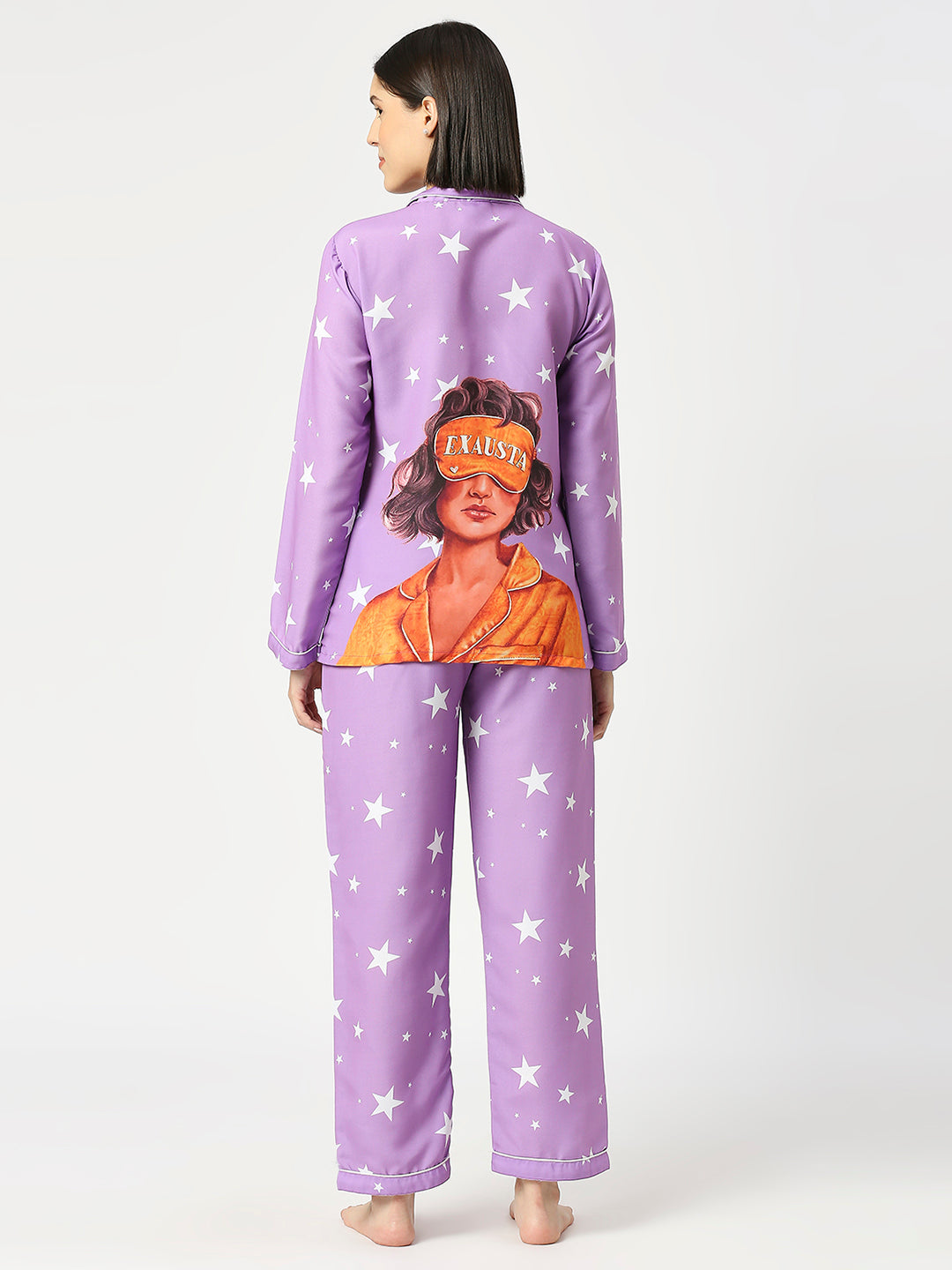 Exhausta Button Down Pj Set - Cotton Rayon Pj Set with Notched Collar