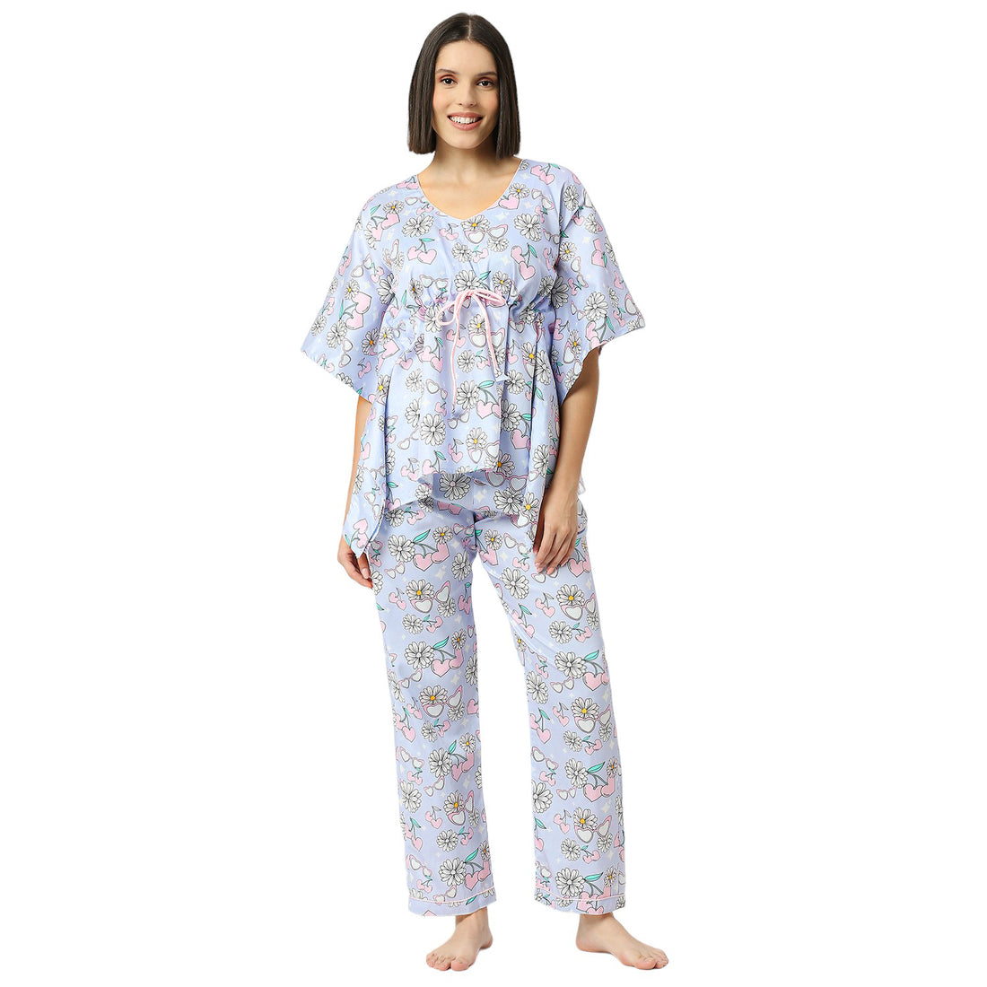 Summer Nights Kaftan Pj Set - Pure Cotton Pj Set in Kaftan Style