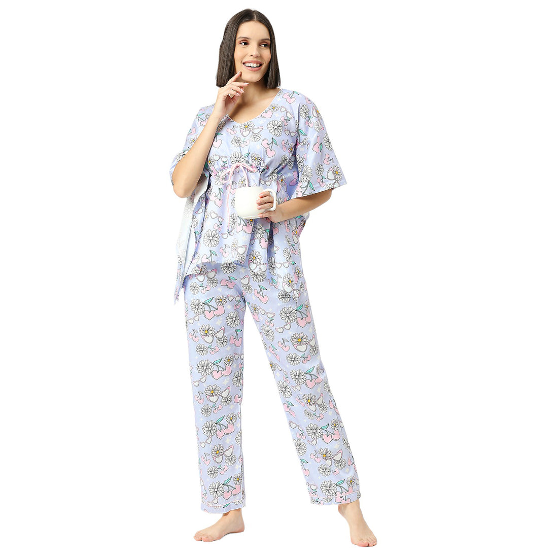 Summer Nights Kaftan Pj Set - Pure Cotton Pj Set in Kaftan Style