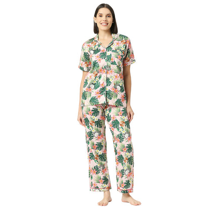 Coco Bliss Button Down Pj Set - Pure Cotton Pj Set with Notched Collar