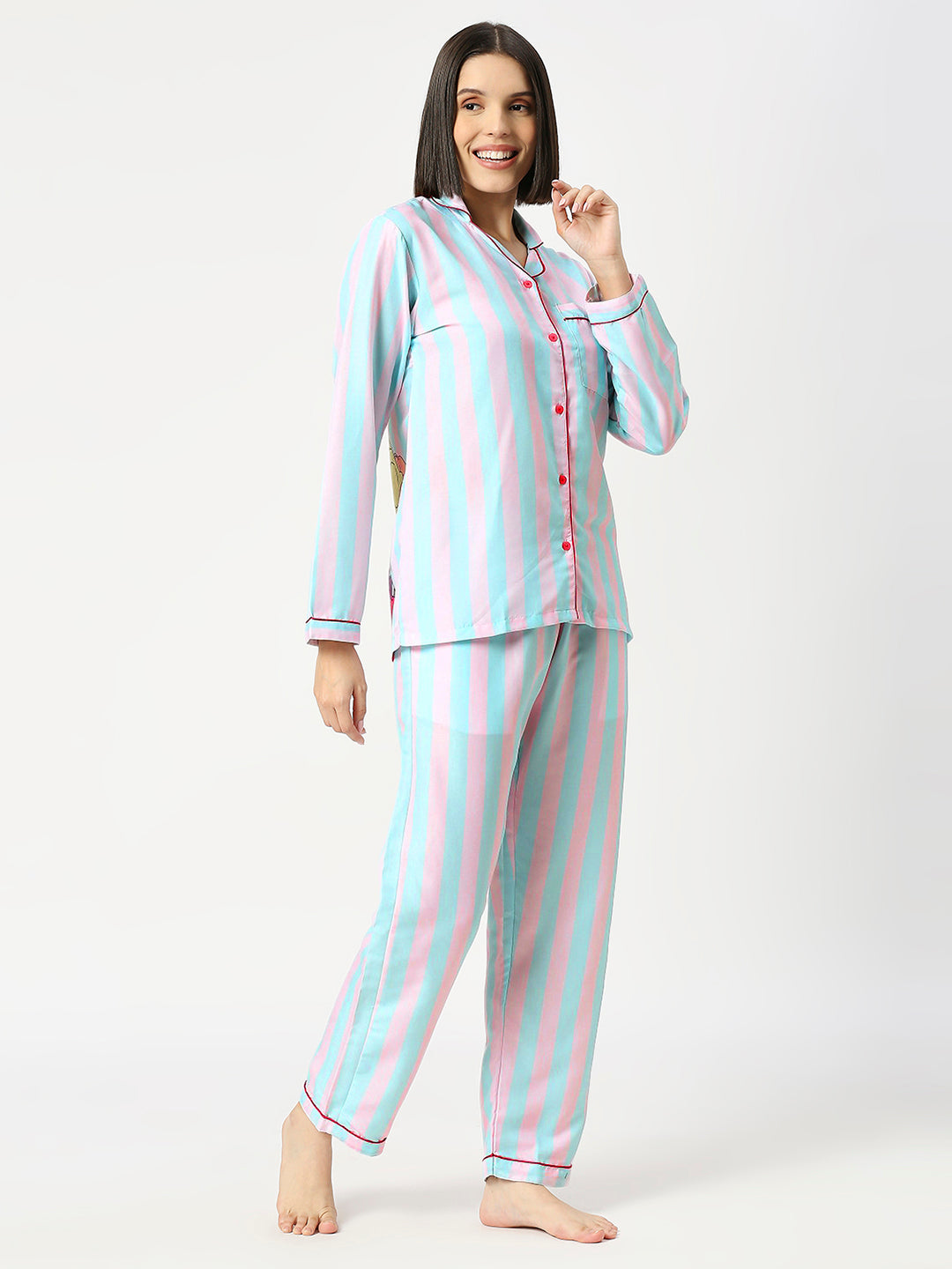 Drama Queen Button Down Pj Set - Cotton Rayon Pj Set with Notched Collar