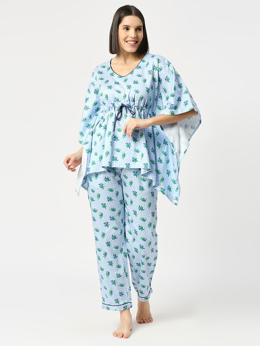 Blueberry Kaftan Pj Set - Pure Cotton Pj Set in Kaftan Style