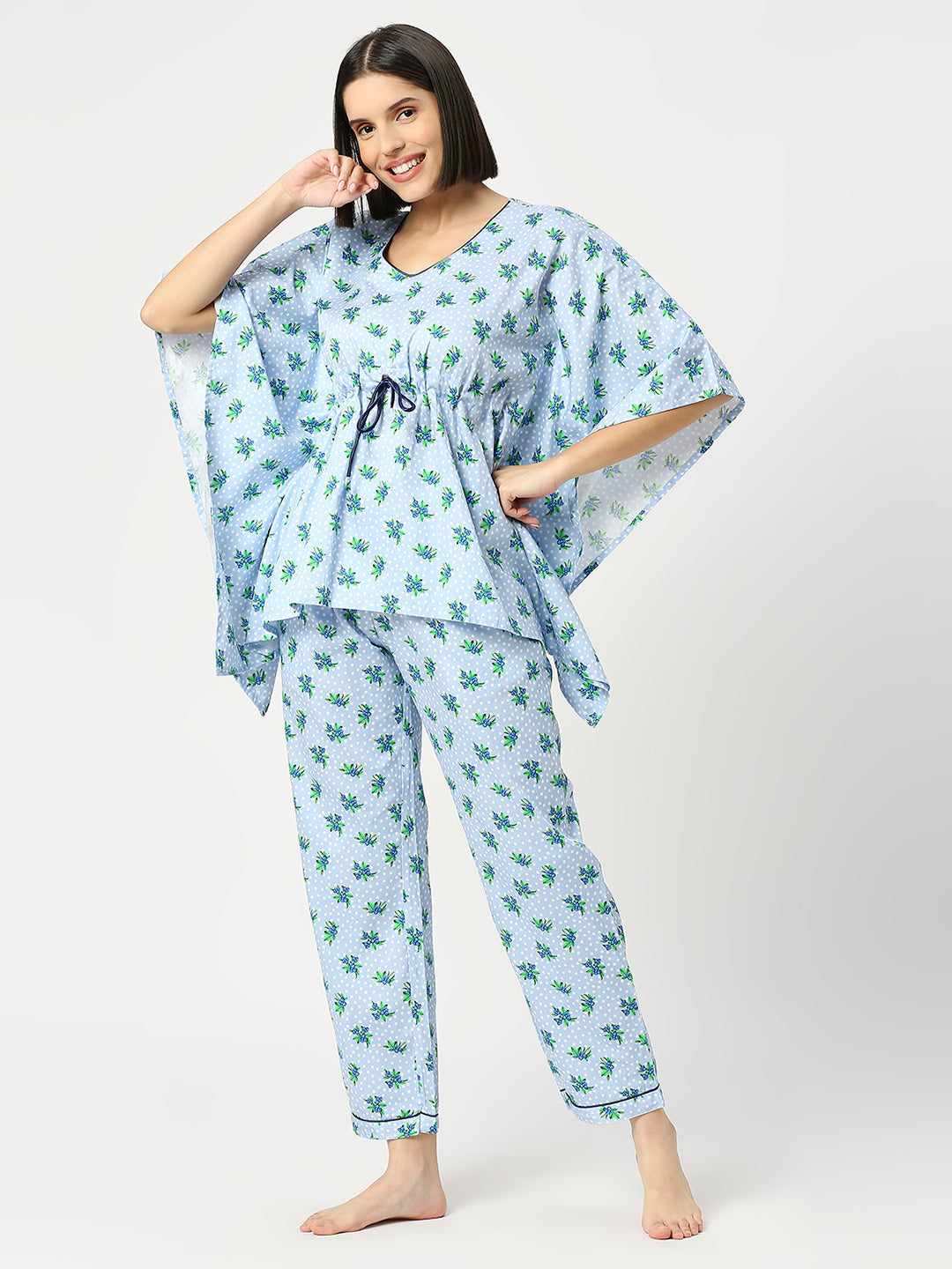 Blueberry Kaftan Pj Set - Pure Cotton Pj Set in Kaftan Style