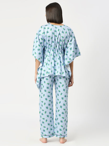 Blueberry Kaftan Pj Set - Pure Cotton Pj Set in Kaftan Style