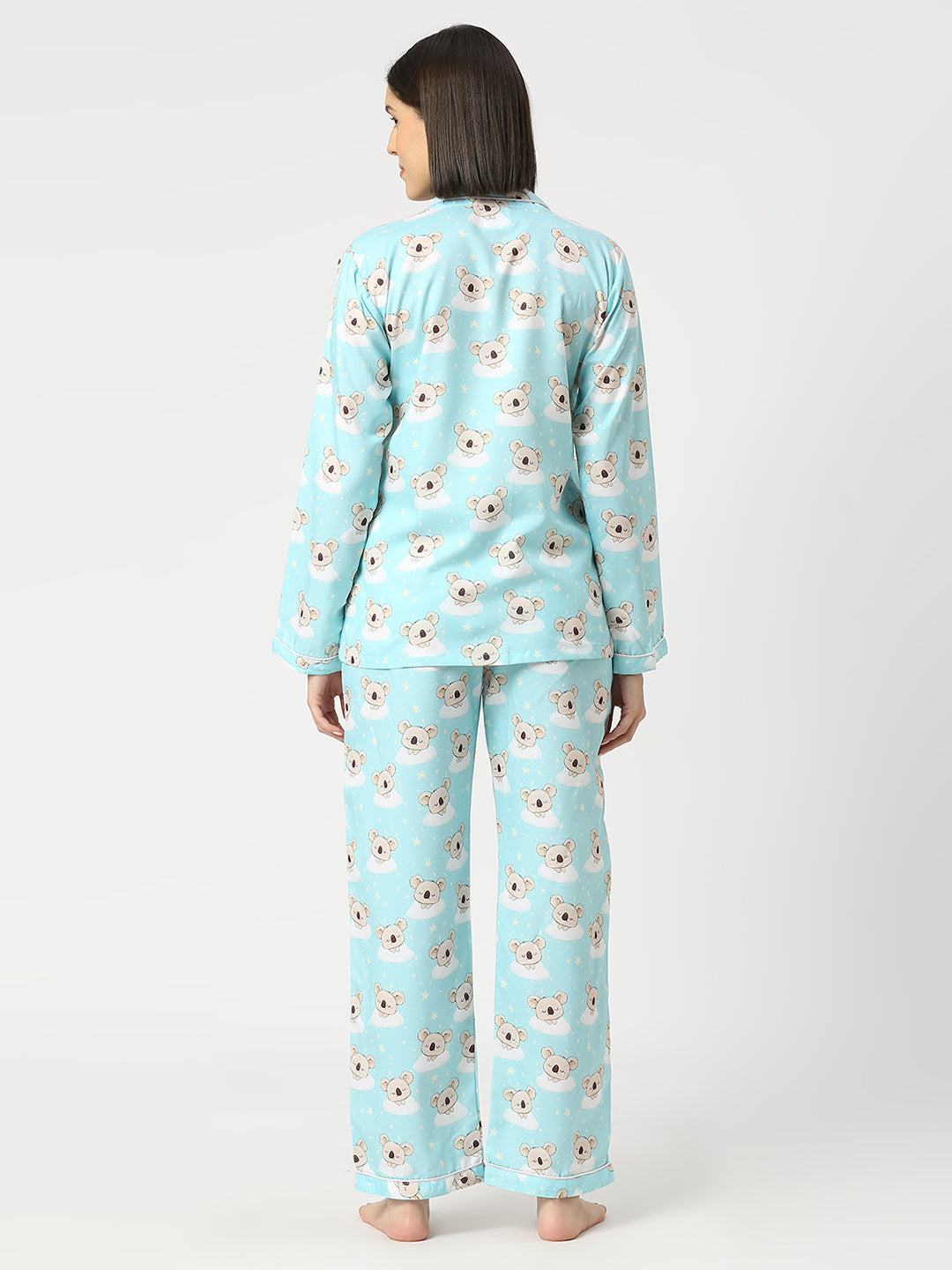 Koala Bear Button Down Pj Set - Cotton Rayon Pj Set with Notched Collar