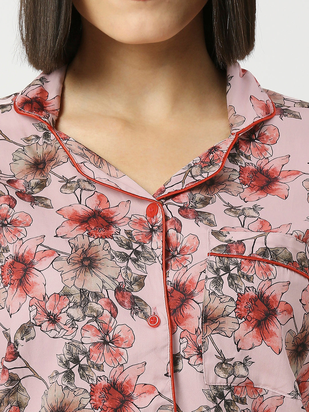 Floral Dreams Button Down Pj Set - Pure Cotton Pj Set with Notched Collar