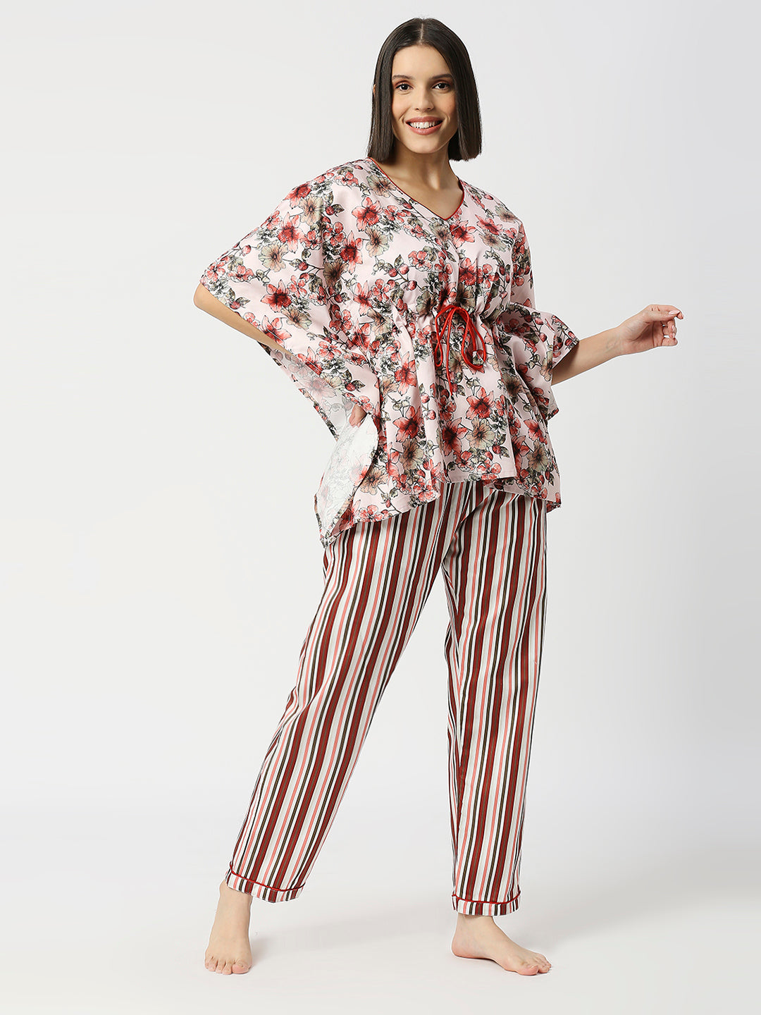 Floral Dreams Kaftan Pj Set - Pure Cotton Pj Set in Kaftan Style