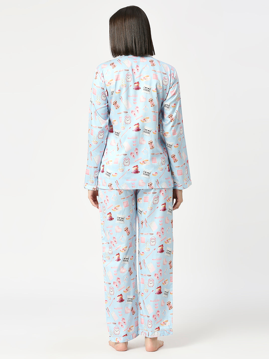 Good Morning Button Down Pj Set - Pure Cotton Pj Set with Notched Collar