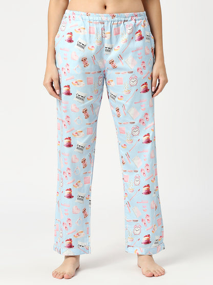 Good Morning Henley Neck Pj Set - Pure Cotton Pj Set in Round Neckline Style