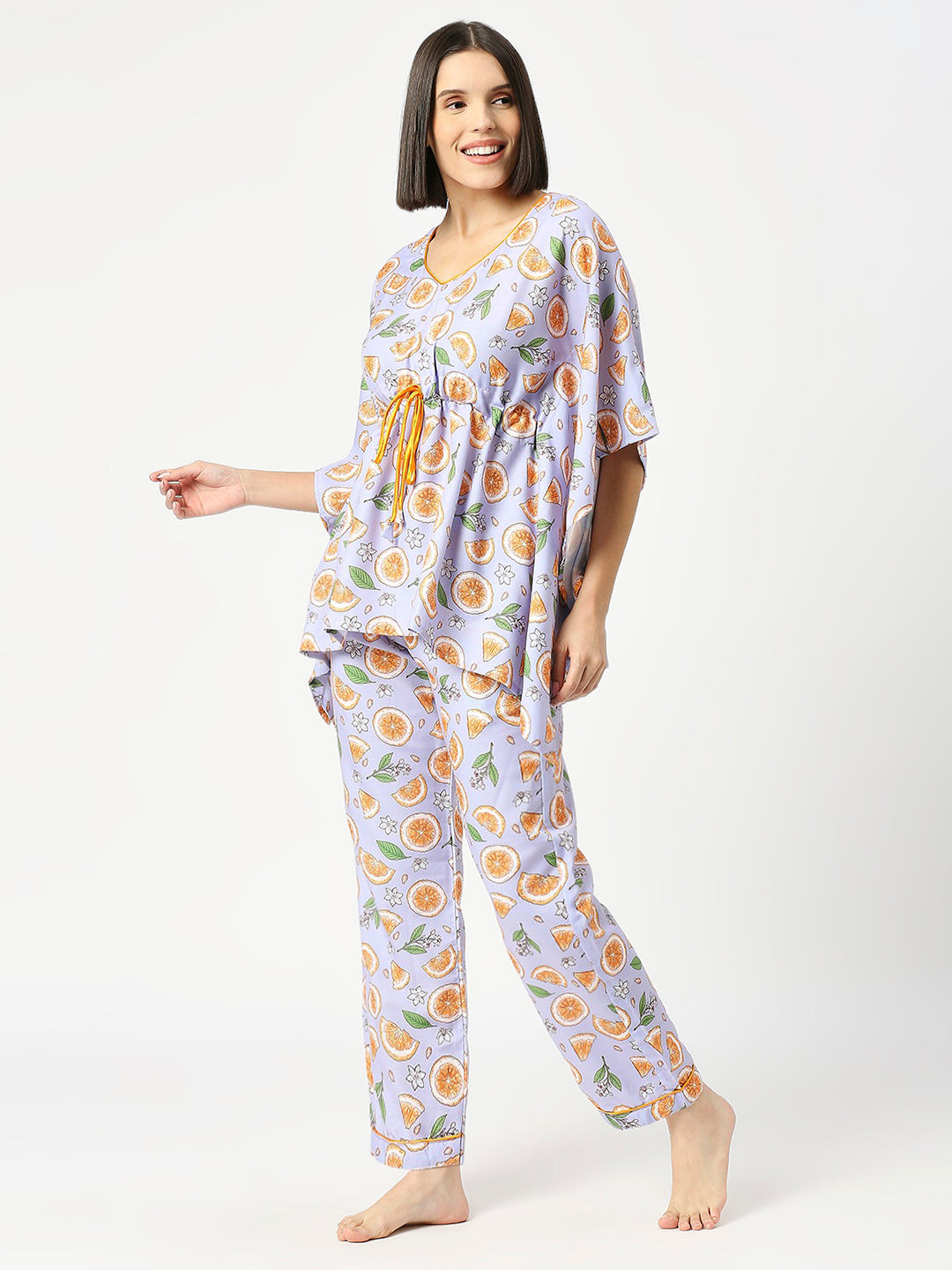 Naarangi Kaftan Pj Set - Cotton Rayon Pj Set in Kaftan Style