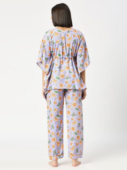 Naarangi Kaftan Pj Set - Cotton Rayon Pj Set in Kaftan Style