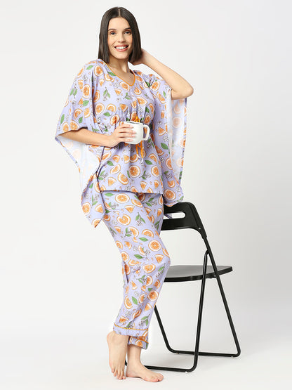 Naarangi Kaftan Pj Set - Cotton Rayon Pj Set in Kaftan Style