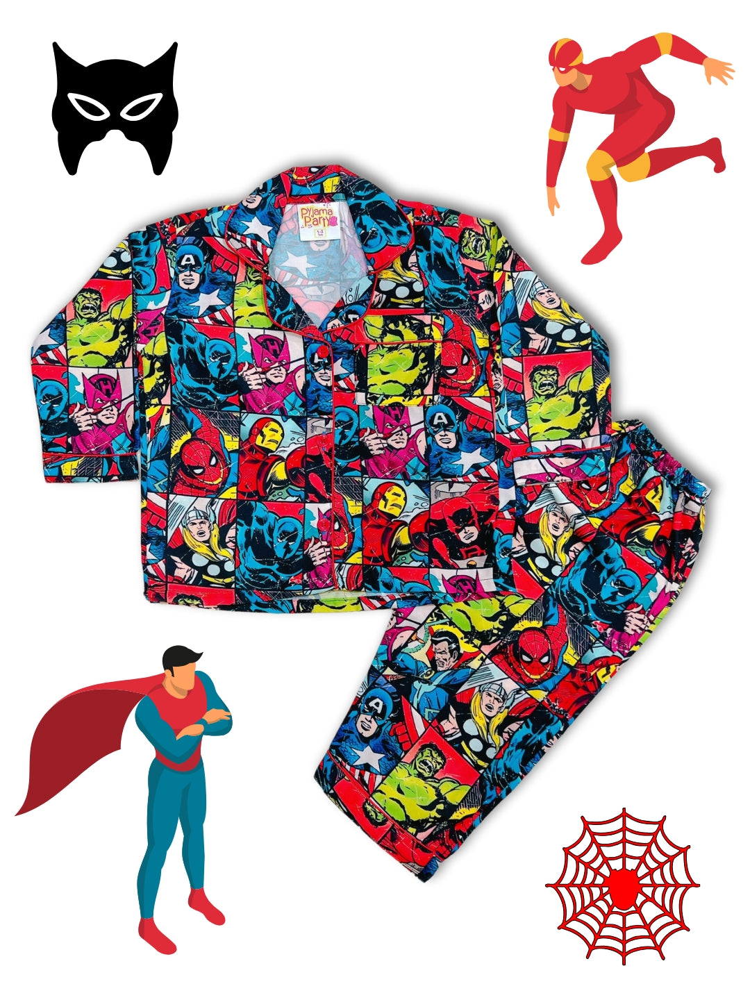 Marvel Kids Pj Set - Cotton Rayon Pj Set with Notched Collar