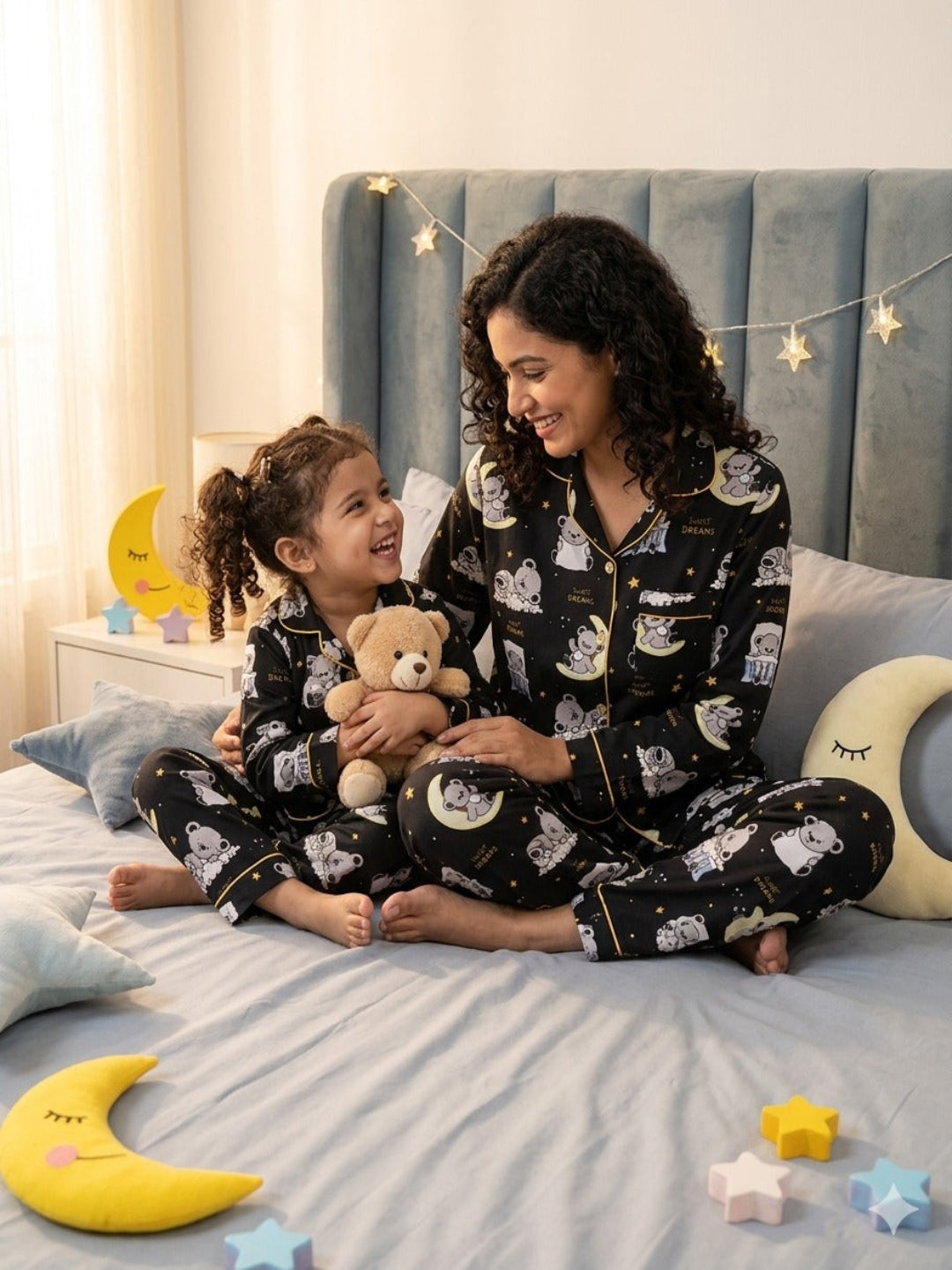 Sweet Dreams Cotton Rayon Mom &amp; Kids Twinning Pj Set