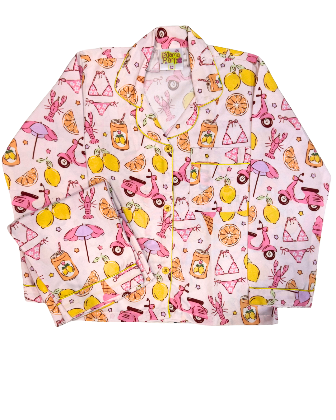 Tropical Joy Kids Pj Set - Cotton Rayon Pj Set with Notched Collar