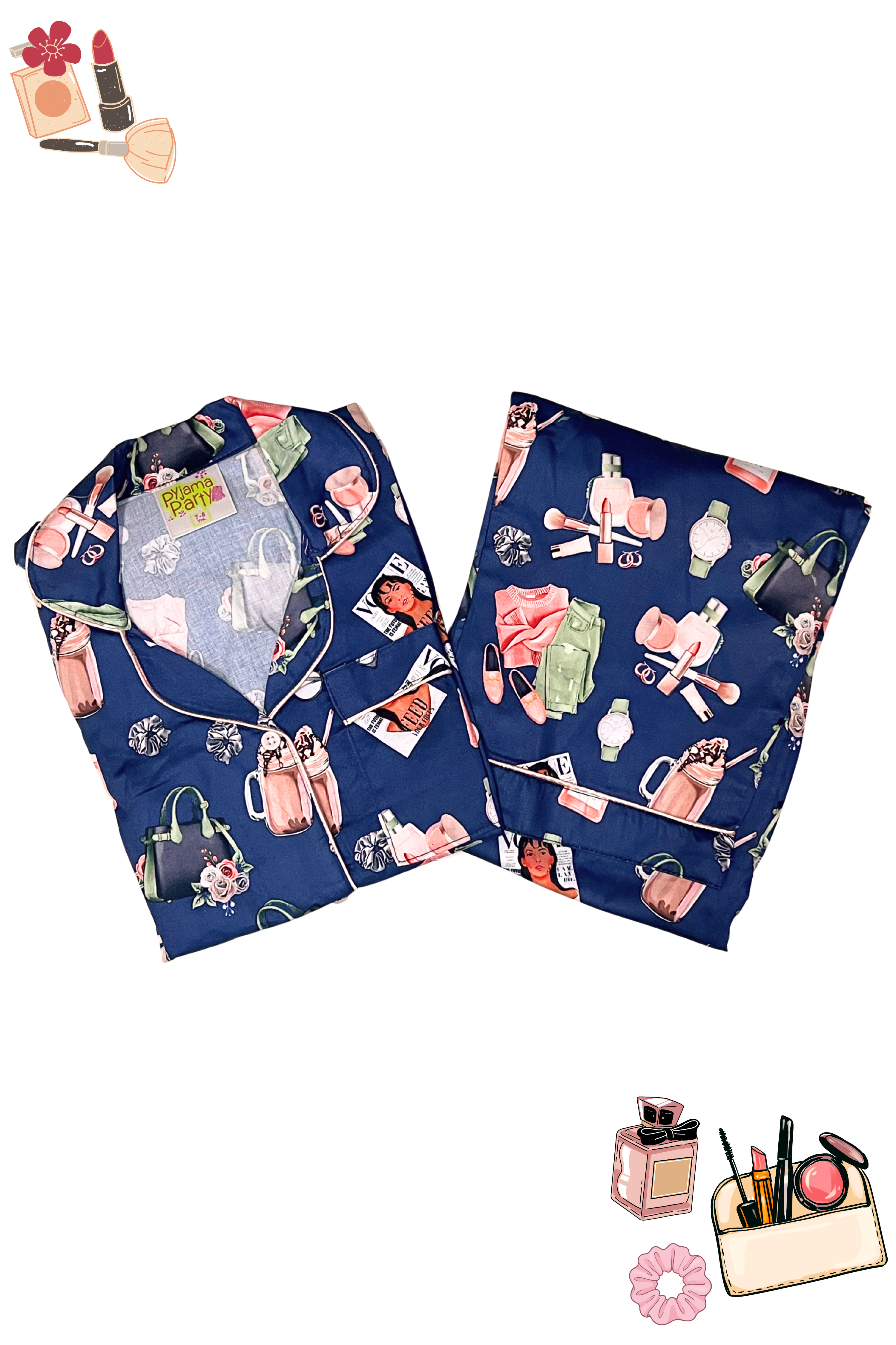 Fashionista Kids Button Down Pj Set - Pure Cotton Pj Set with Notched Collar