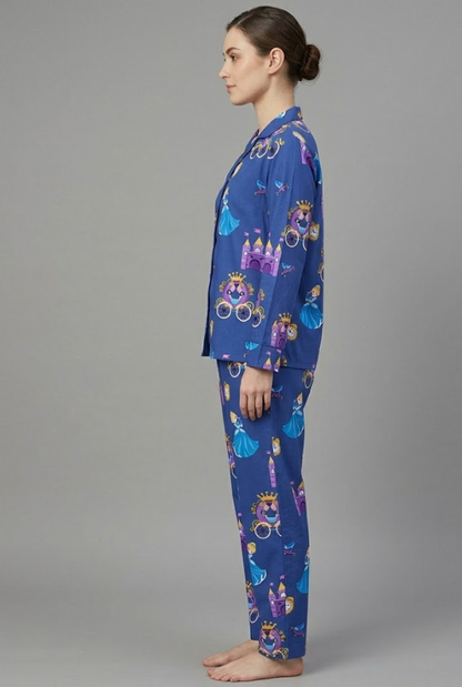 Cinderella Button Down Pj Set - Pure Cotton Pj Set with Notched Collar