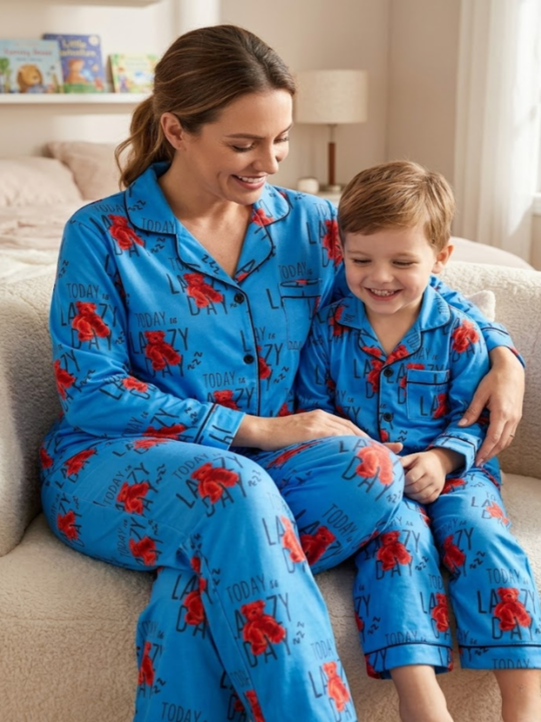 Lazy Day Cotton Rayon Mom &amp; Kids Twinning Pj Set