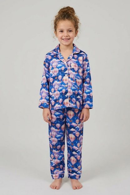 Parachutes Kids Button Down Pj Set - Pure Cotton Pj Set with Notched Collar