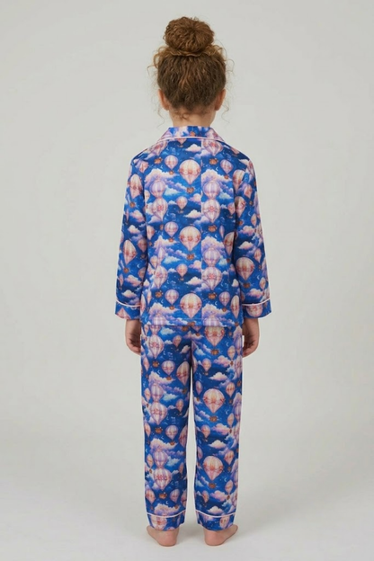 Parachutes Kids Button Down Pj Set - Pure Cotton Pj Set with Notched Collar