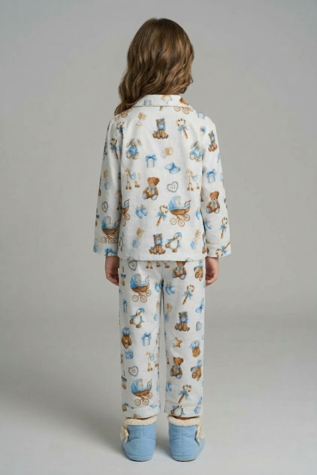 Baby Dreams Kids Button Down Pj Set - Pure Cotton Pj Set with Notched Collar