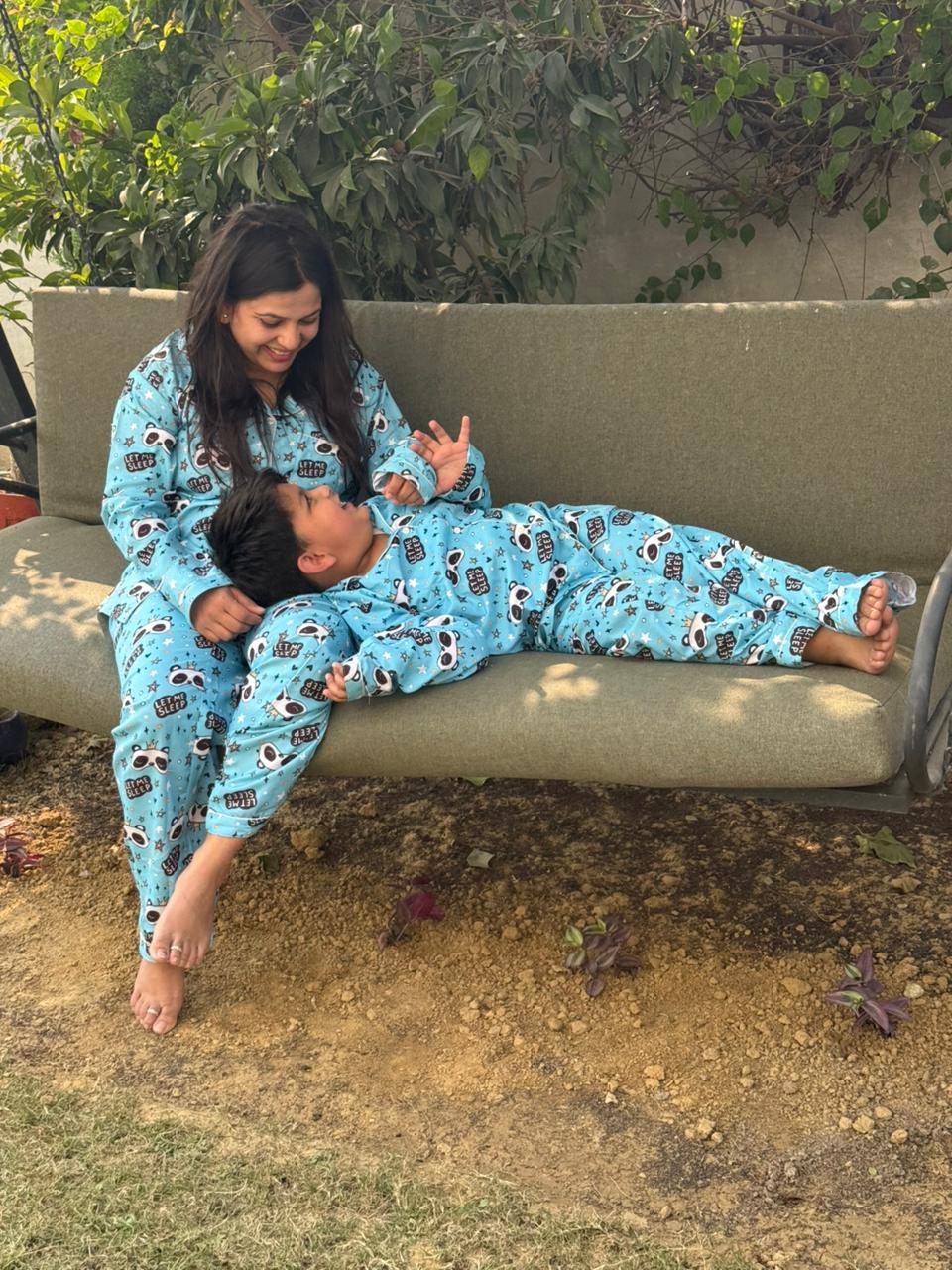 Let Me Sleep Cotton Rayon Mom &amp; Kids Twinning Pj Set