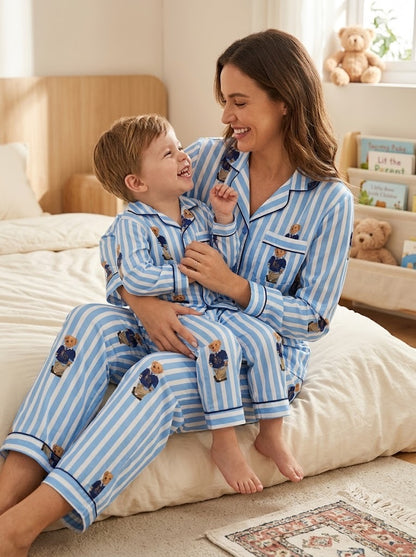 Polo Blue Pure Cotton Mom &amp; Kids Twinning PJ Set