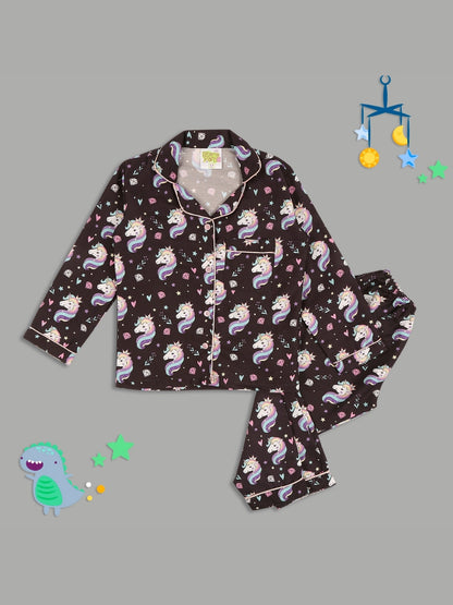 Be A Unicorn Kids Pj Set - Cotton Rayon Pj Set with Notched Collar