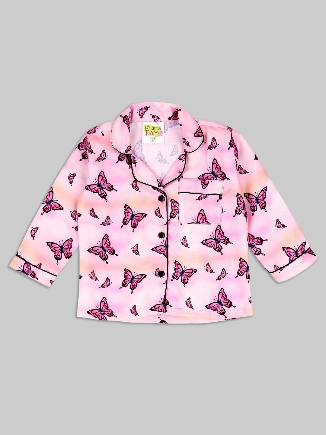 Butterfly Kids Pj Set - Cotton Rayon Pj Set with Notched Collar