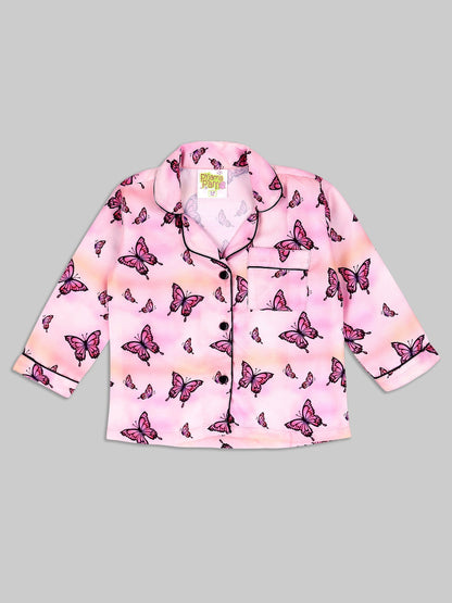 Butterfly Kids Pj Set - Cotton Rayon Pj Set with Notched Collar