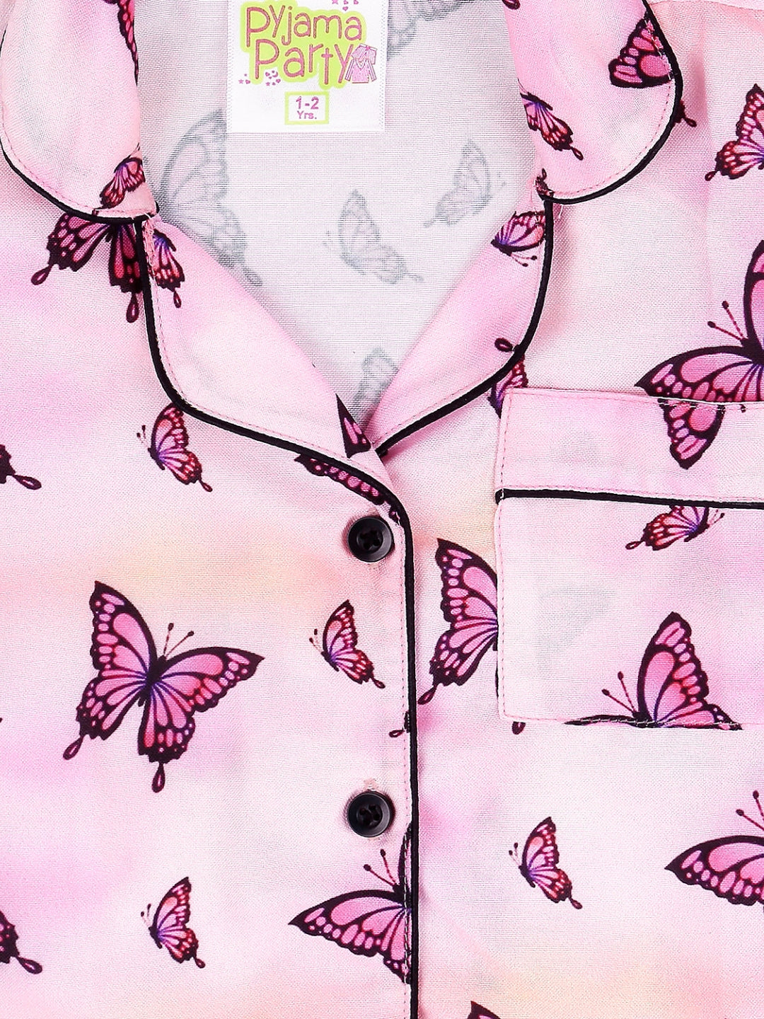 Butterfly Kids Pj Set - Cotton Rayon Pj Set with Notched Collar