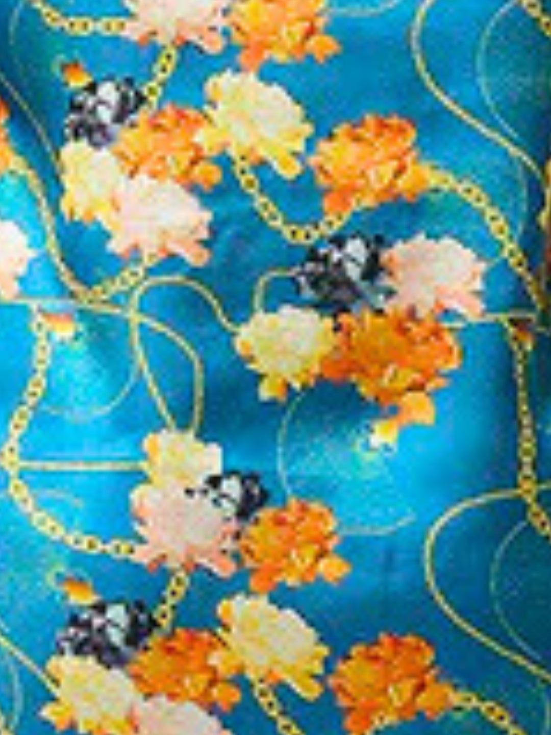 Chains Kaftan Pj Set - Luxury Printed Satin Kaftan Pj Set