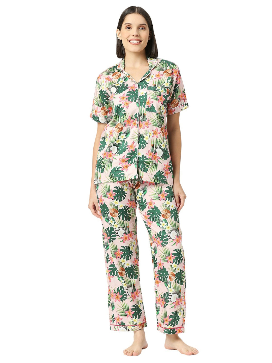 Coco Bliss Button Down Pj Set - Pure Cotton Pj Set with Notched Collar