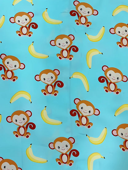 Funky Monkey Maternity Gown - Pure Cotton Round Neck Gown with 2 Invisible Zips for Feeding
