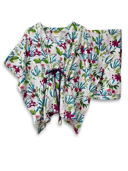 Garden Glow Kaftan Pj Set - Cotton Rayon Pj Set in Kaftan Style